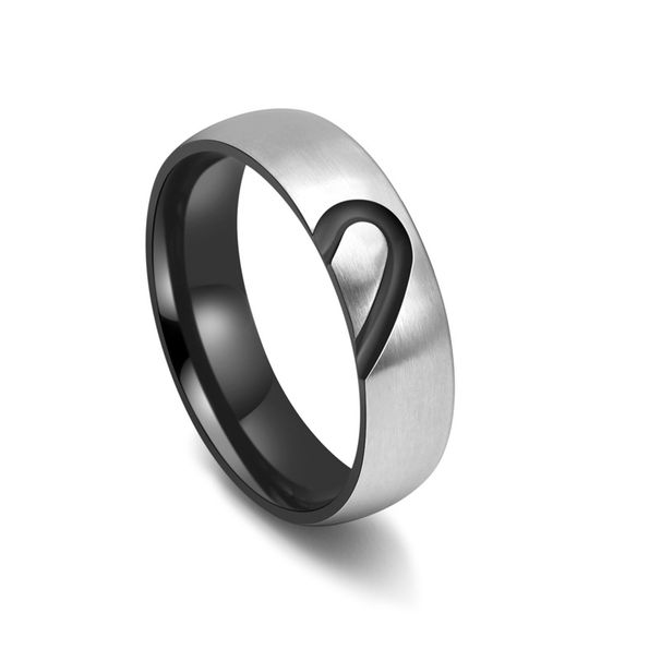 Men And Women's Jewelry Stainless Steel Sweet Half Peach Heart Diamond Couple Ring Personality Brushed Jewelry Can Be Engraved_ipsvogv.com