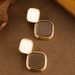 Fashionable Maillard Style Contrasting Geometric Square Pendant With Feminine Temperament, Simple And High-end Silver_ipsvogv.com