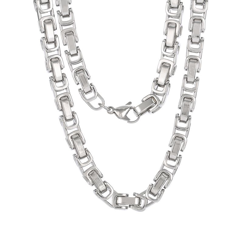 Hip-hop Punk Solid Color Stainless Steel Patchwork Men's Layered Necklaces_ipsvogv.com