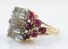 Sanjie Sea Blue Moissanite Ring Alloy Gold Plated Ethnic Style Jewelry Inlaid With Red Corundum Handmade_ipsvogv.com