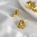 Gold-Plated Copper High-End French Style Two-Way Vintage Three-Dimensional Texture Gentle Flower Earrings_ipsvogv.com