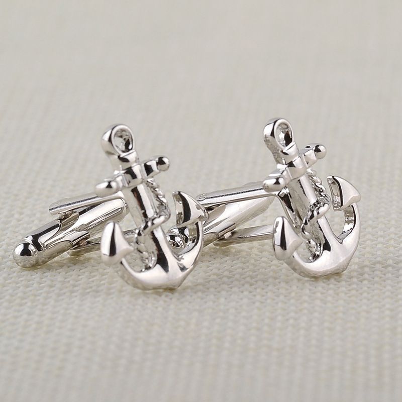 High end French alloy electroplating ship anchor rudder cufflinks metal men's personalized shirt suit sleeve needles_ipsvogv.com