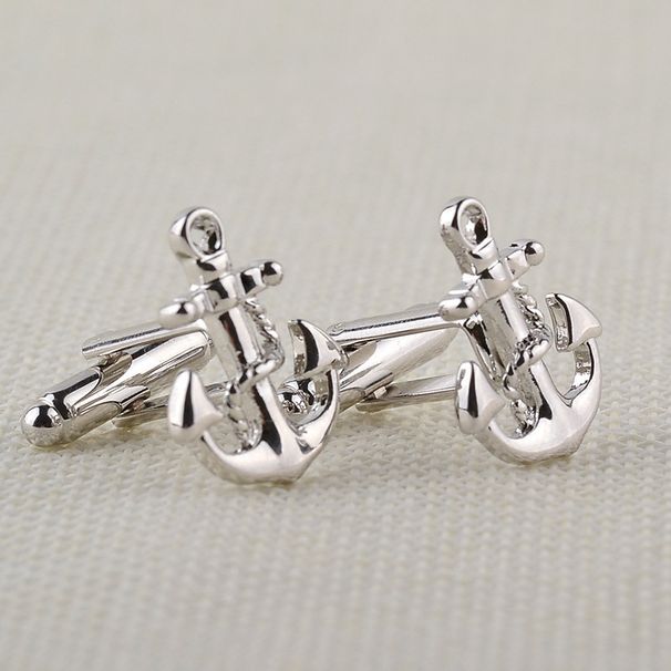 High end French alloy electroplating ship anchor rudder cufflinks metal men's personalized shirt suit sleeve needles_ipsvogv.com