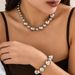 Exaggerated Punk Color Contrasting Round Bead Pearl For Women's Personality Geometric Beaded Necklace Set_ipsvogv.com