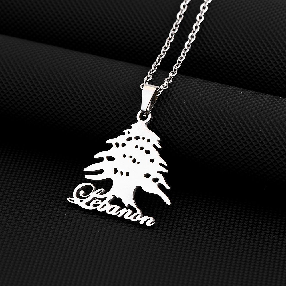 hot sale titanium steel Lebanese national emblem map Taliban pendant necklace fashion smooth titanium steel couple necklace_ipsvogv.com