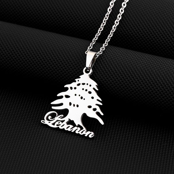 hot sale titanium steel Lebanese national emblem map Taliban pendant necklace fashion smooth titanium steel couple necklace_ipsvogv.com