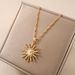 Fashionable Versatile Sun Shaped Diamond Inlaid Pendant Made Of Alloy Material And Star Necklace_ipsvogv.com
