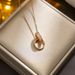 New Double Ring Buckle Necklace for Women's Luxury Light Luxury INS. Cool and Simple Titanium Steel Lock Bone Chain with_ipsvogv.com