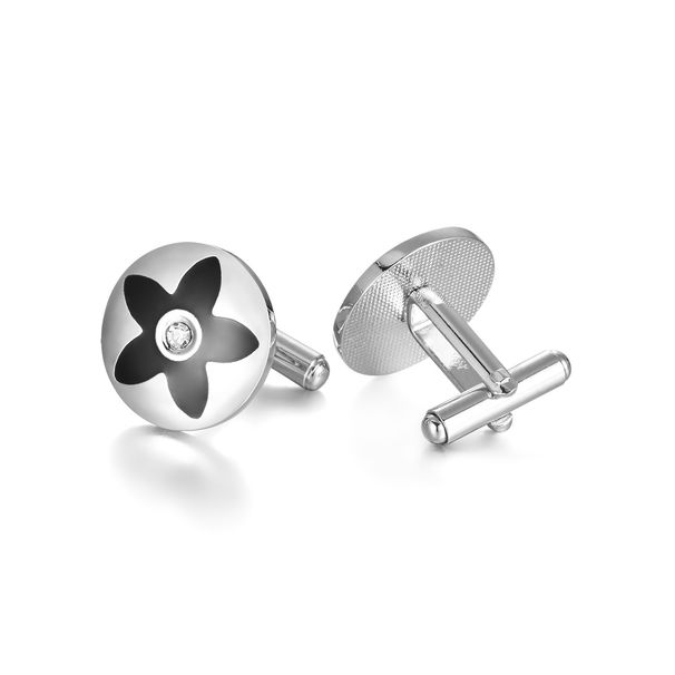 Dai Li Men's Business Cuffs Enamel Diamond Cufflinks Light Luxury Silver Cuff Nails French Round Checkerboard Cufflinks_ipsvogv.com