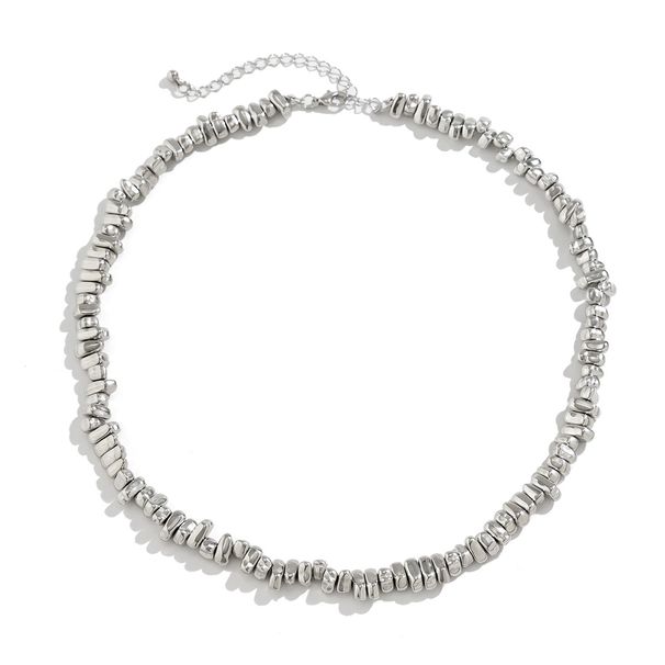 Vintage Irregular CCB Beads Choker Necklace for Men Punk Silver Color Collarbone Chain Hip Hop Party Jewelry Gift_ipsvogv.com