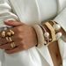 Ins Inlaid Pearl Spring For Women's Fashion Design, Metal Cut Surface Smooth Opening Bracelet_ipsvogv.com