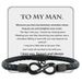 8-Character Leather Cord Stainless Steel Personalized Engraving DIY Woven Men's Infinite Bracelet_ipsvogv.com