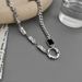 Irregular Niche Design, Black Titanium Steel Geometric Circular Ring Splicing Necklace, Unisex High-end Necklace_ipsvogv.com