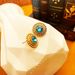 French commuting versatile round zirconia blue exquisite temperament daily wearing earrings_ipsvogv.com
