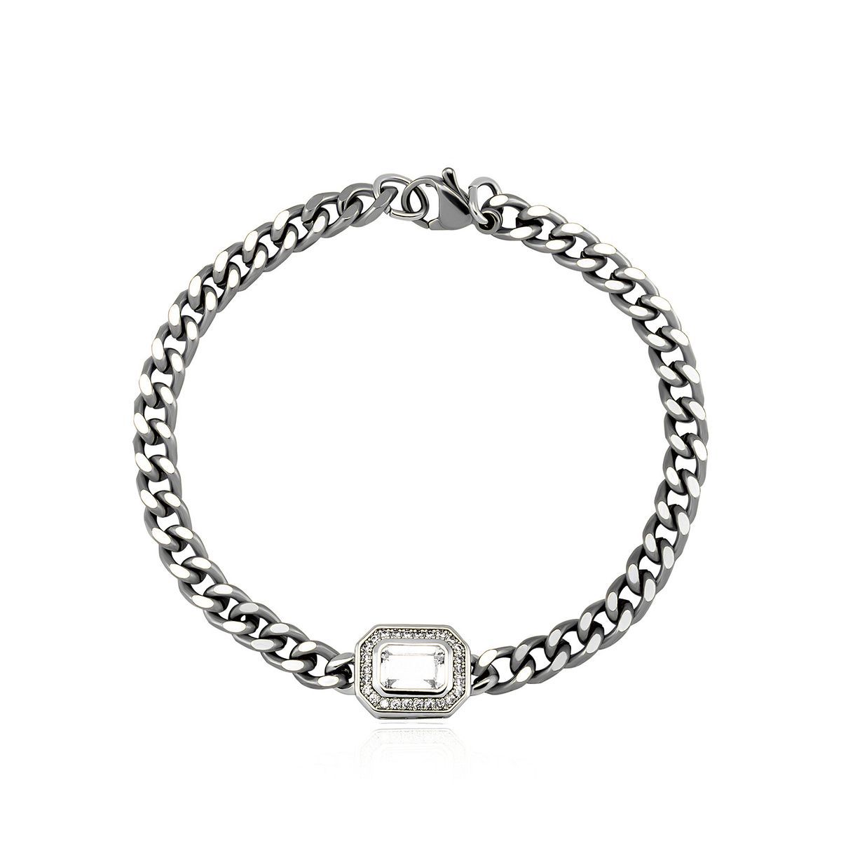 Unisex Jewelry Fashion Rectangular Colored Zirconium Bracelet White Emerald Men And Women Same Style Couple Jewelry_ipsvogv.com