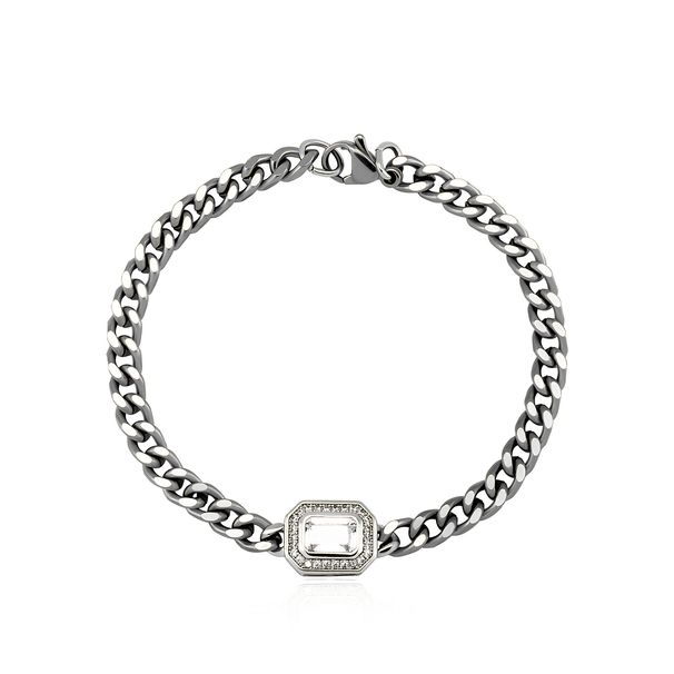 Unisex Jewelry Fashion Rectangular Colored Zirconium Bracelet White Emerald Men And Women Same Style Couple Jewelry_ipsvogv.com