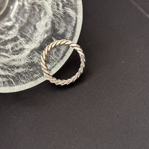 Stainless Double Woven Cuban Chain Steel Color, Simple And Fashionable Trendy Ring, Multiple Sizes_ipsvogv.com