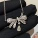 Designer's Full Diamond Zircon Bow Pendant Droplet Simple And Versatile Necklace With Women's Collar Chain New Neckchain Simple_ipsvogv.com