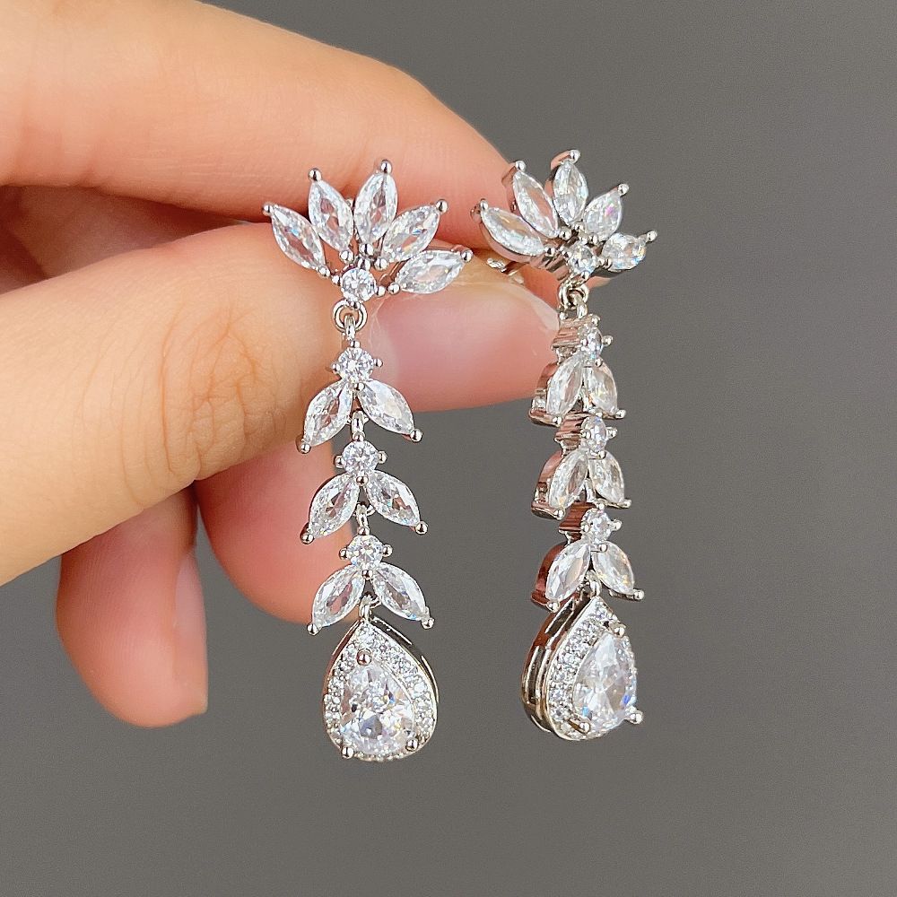 Cao Shi Long Tassel Zircon Earrings with Independent Packaging Water Drop Geometry Pear shaped Earrings Fashion Earrings_ipsvogv.com