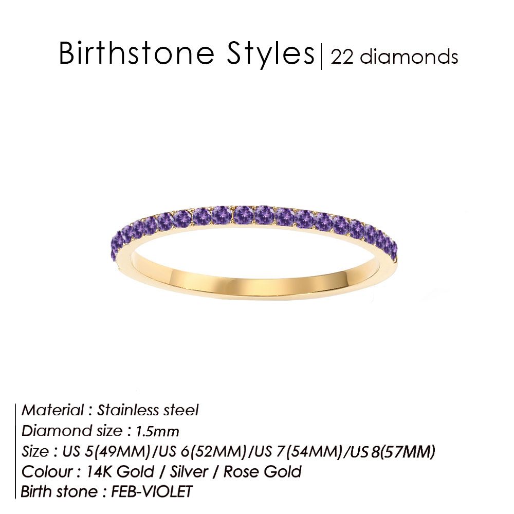 Women's Jewelry Colorful Diamond Ring Full Diamond Stainless Steel Ring Birthstone Zircon Ring Round Diamond_ipsvogv.com