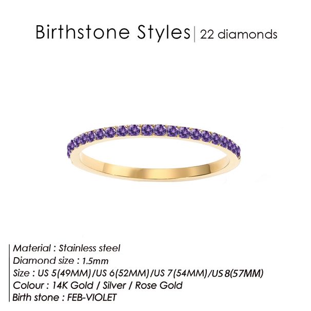 Women's Jewelry Colorful Diamond Ring Full Diamond Stainless Steel Ring Birthstone Zircon Ring Round Diamond_ipsvogv.com