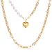 Jewelry Punk Double Layer Geometry Big Peach Heart Pendant Pearl Women's Instagram Style Versatile Necklace_ipsvogv.com