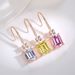 Women's Jewelry Sterling Silver Emerald Ear Hooks Temperamental And Fashionable Geometric Pink Diamond Earrings_ipsvogv.com