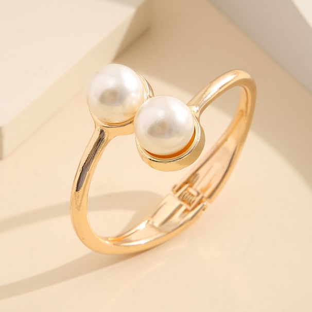ins exaggerated personality retro simple temperament pearl alloy open bracelet jewelry_ipsvogv.com