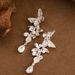 Subtle And Exquisite Design, Long Butterfly Flower Tassel For Women, Light Luxury, High-end Feel, Slimming Face, Silver_ipsvogv.com