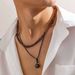 Men's Fashion Necklace Set - Coconut Shell & Turquoise Beaded Layered Chain (Hip-Hop Style Wax Cord & Leather Unisex Layered Jewelry)_ipsvogv.com