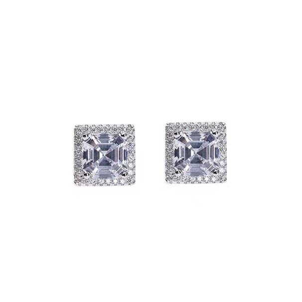 Square Diamond White Rock Sugar Earrings Hip Hop Male Full Diamond Zircon Earrings Female High Street Fashion Earrings_ipsvogv.com