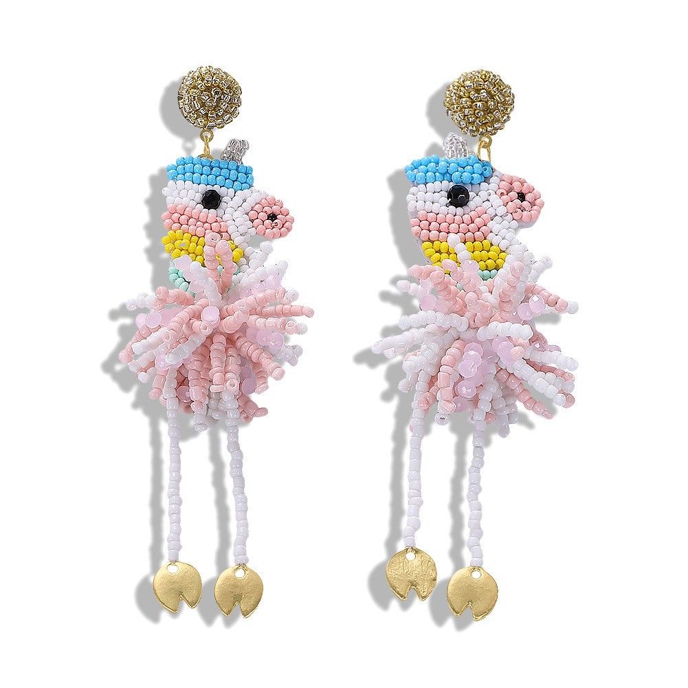 Creative animal series earrings Personalized handmade rice beads cute earrings Ladies daily wear_ipsvogv.com
