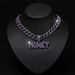 New Niche Alloy Adjustable Hip-hop Necklace Purple Money Cuban Full Diamond Pendant Collarbone Chain_ipsvogv.com