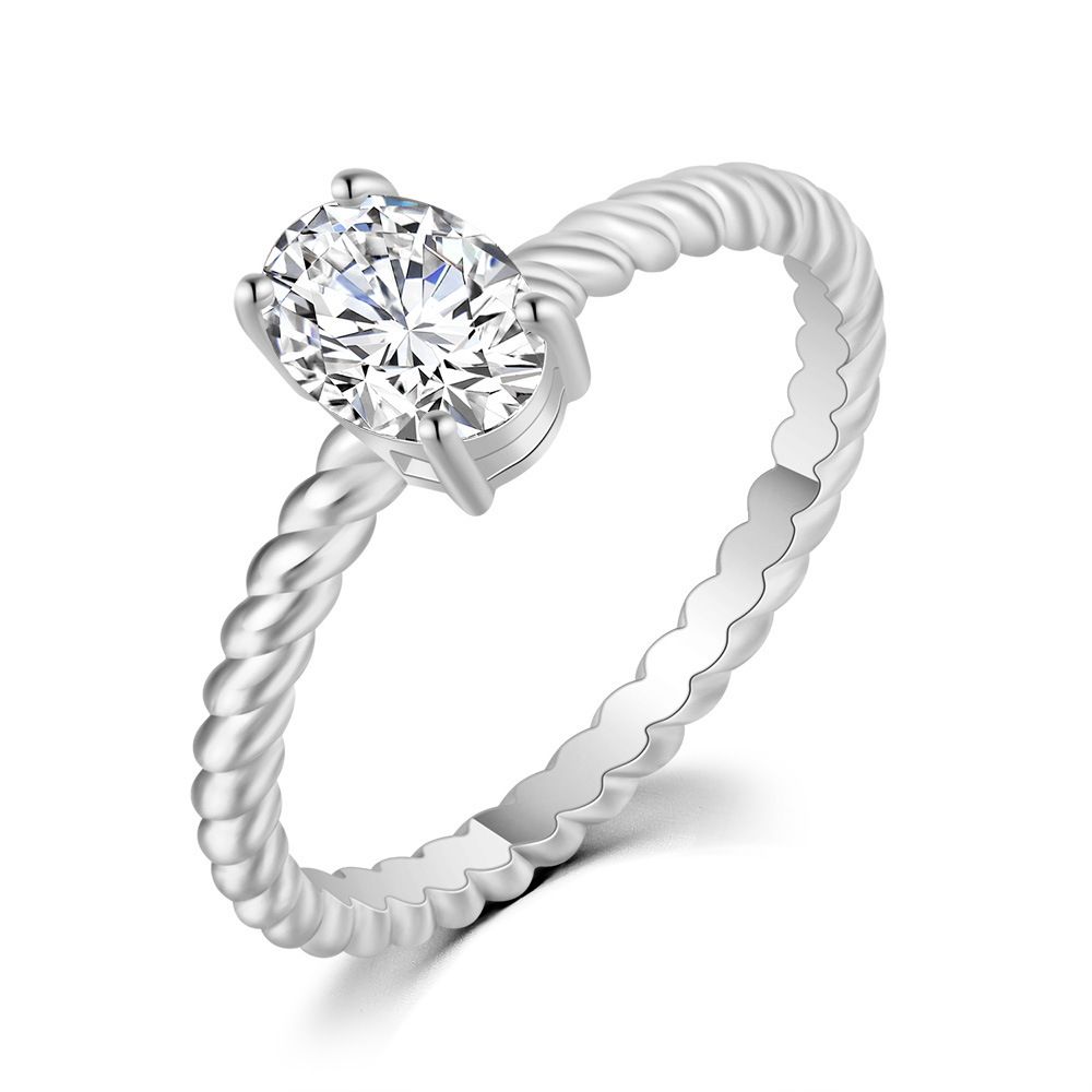 Simple single diamond ring female classic all match geometric zircon ring_ipsvogv.com