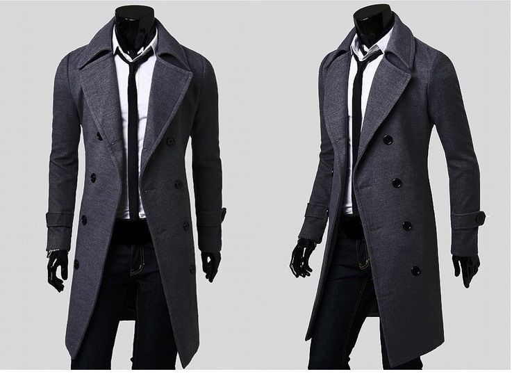 Men's autumn and winter long double-breasted trench coat men's woolen coat slim tweed coat men_ipsvogv.com