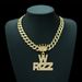 W RIZZ Full Diamond Alloy Pendant Personalized Crown Men's Hip Hop Necklace_ipsvogv.com