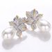 Cao Shi' Leaf Pearl Are Parkling And Inlaid With Zircon Earring. Women' Light Luxury Tyle Elegant_ipsvogv.com