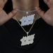 Men's Hustle Hard Pendant Necklace With Zircon Stones - Stylish Letter Design For Trendy Look - Adjustable Chain 51-80cm (Silver/Gold) Zircon Necklace_ipsvogv.com
