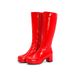 Women's Shoes autumn and winter new thick heel medium heel women's boots patent leather high boots square toe boots white side zipper pole dance boots_ipsvogv.com