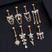 Women's Jewelry Stainless Steel Zircon Belly Button Ring Butterfly Chain Horse Eye Five Leaf Flower Belly Button Nail Belly Button Buckle_ipsvogv.com