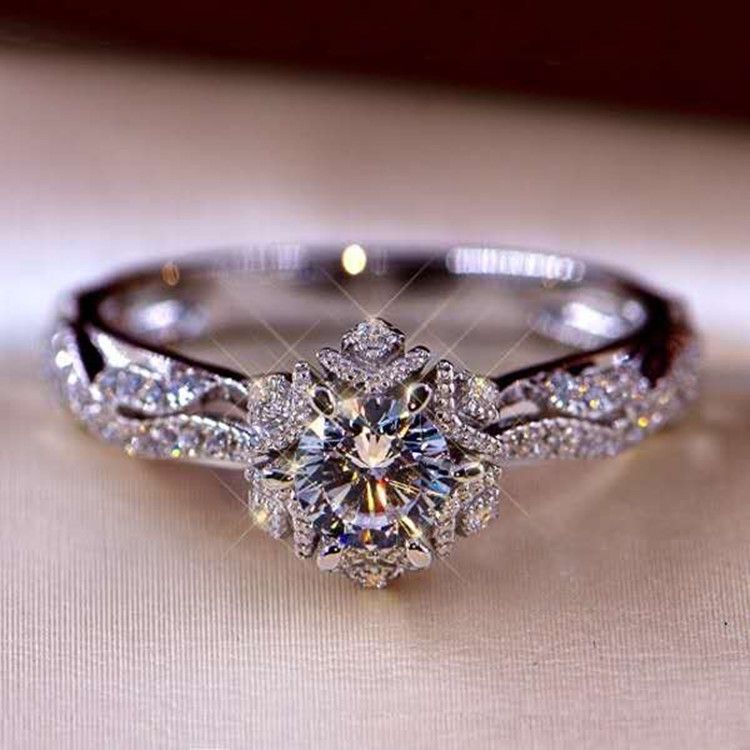 Sanjie's New Diamond Flower Luxury And Exquisite Women's Wedding Engagement Princess Ring Jewelry_ipsvogv.com