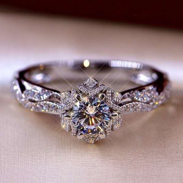 Sanjie's New Diamond Flower Luxury And Exquisite Women's Wedding Engagement Princess Ring Jewelry_ipsvogv.com