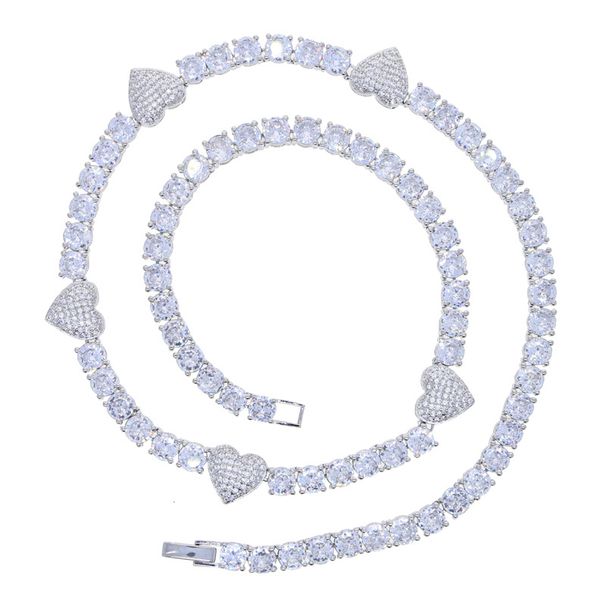 Men’s Jewelry Set Fashion Chain Necklaces Heart Shaped Zircon Pendant Tennis Jewelry_ipsvogv.com