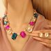 Ins Personalized Fashion Women's Earrings, Necklace Jewelry Set with Colorful Long Hip Hop Chain Earrings Inlaid_ipsvogv.com