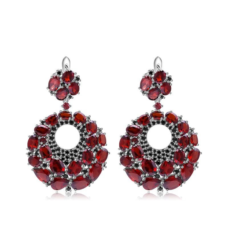 Natural Garnet Earrings, High End Design Jewelry Accessories, S925 Silver Inlaid With Natural Colored Gemstone Earrings_ipsvogv.com
