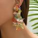 Japanese and Korean high-end flower colorful crystal, niche acrylic design, earrings, women's versatile earrings_ipsvogv.com