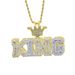 Men's Jewelry Hip Hop King Letter Pendant Necklace With Diamond Accents, Gold Plated Brass Chain, 60cm Length Diamond Pendant Necklace_ipsvogv.com