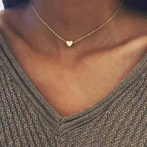 Hot Sales Fashion Tiny Heart Choker for Women Short Chain Shape Pendant Collares Necklace Ethnic Bohemian Jewelry Kolye Gift_ipsvogv.com
