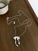 S Brushed Ribbon Pure Silver Necklace Casual And Lively Bowknot Design Personality_ipsvogv.com