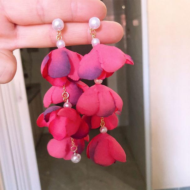 Women’s Jewelry Set Fashion Super Beautiful Niche Style High End White Pearl Petals Simulated Flowers Long Tassel Earrings_ipsvogv.com